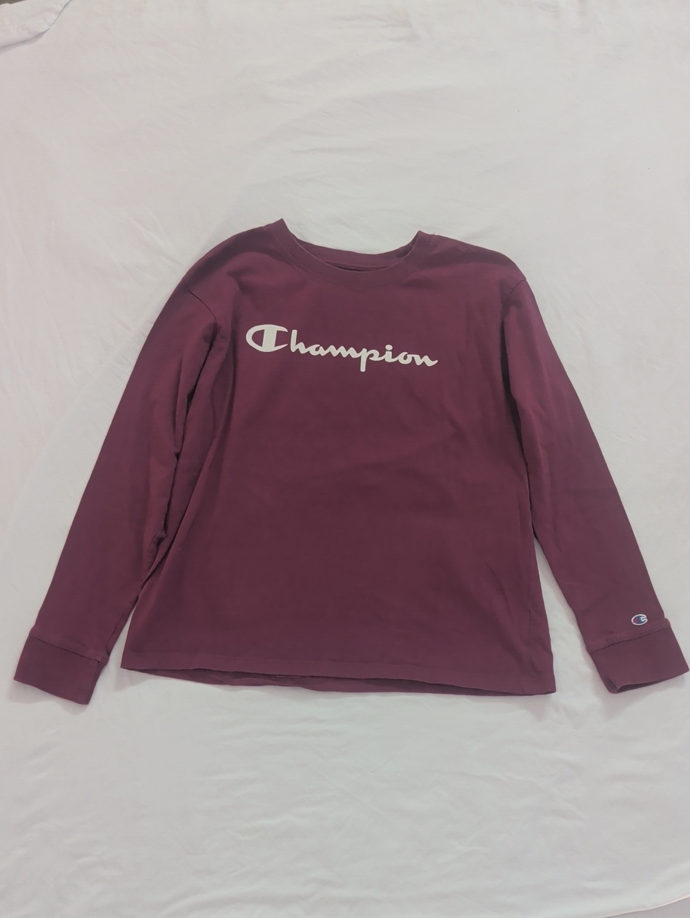 Champion Long Sleeve Logo Tee - Maroon